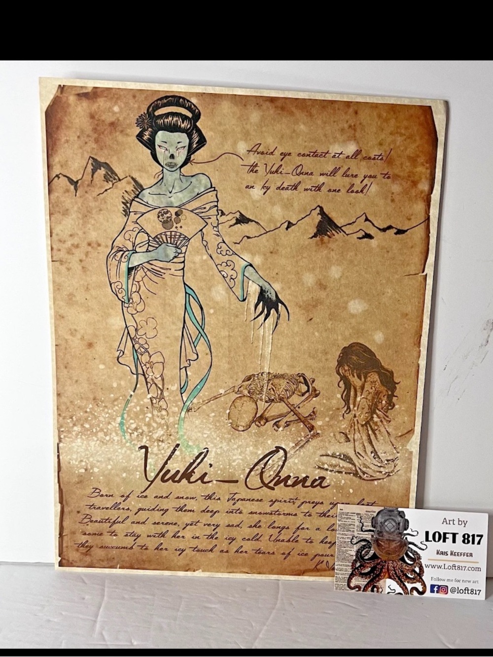 New Art Print Kris Keeffel Loft 817 Japanese Mythic Cryptid Yoki-Onna Snow Woman